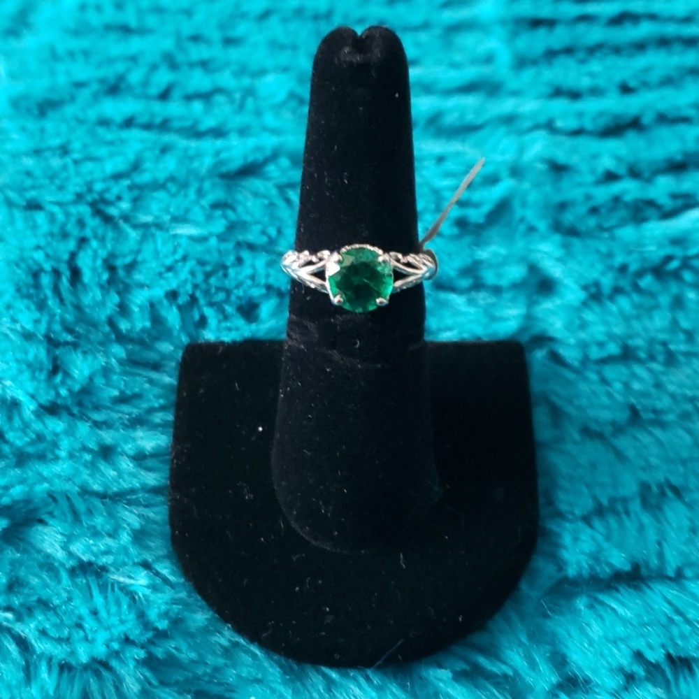 Sterling silver and Emerald ring, size 6